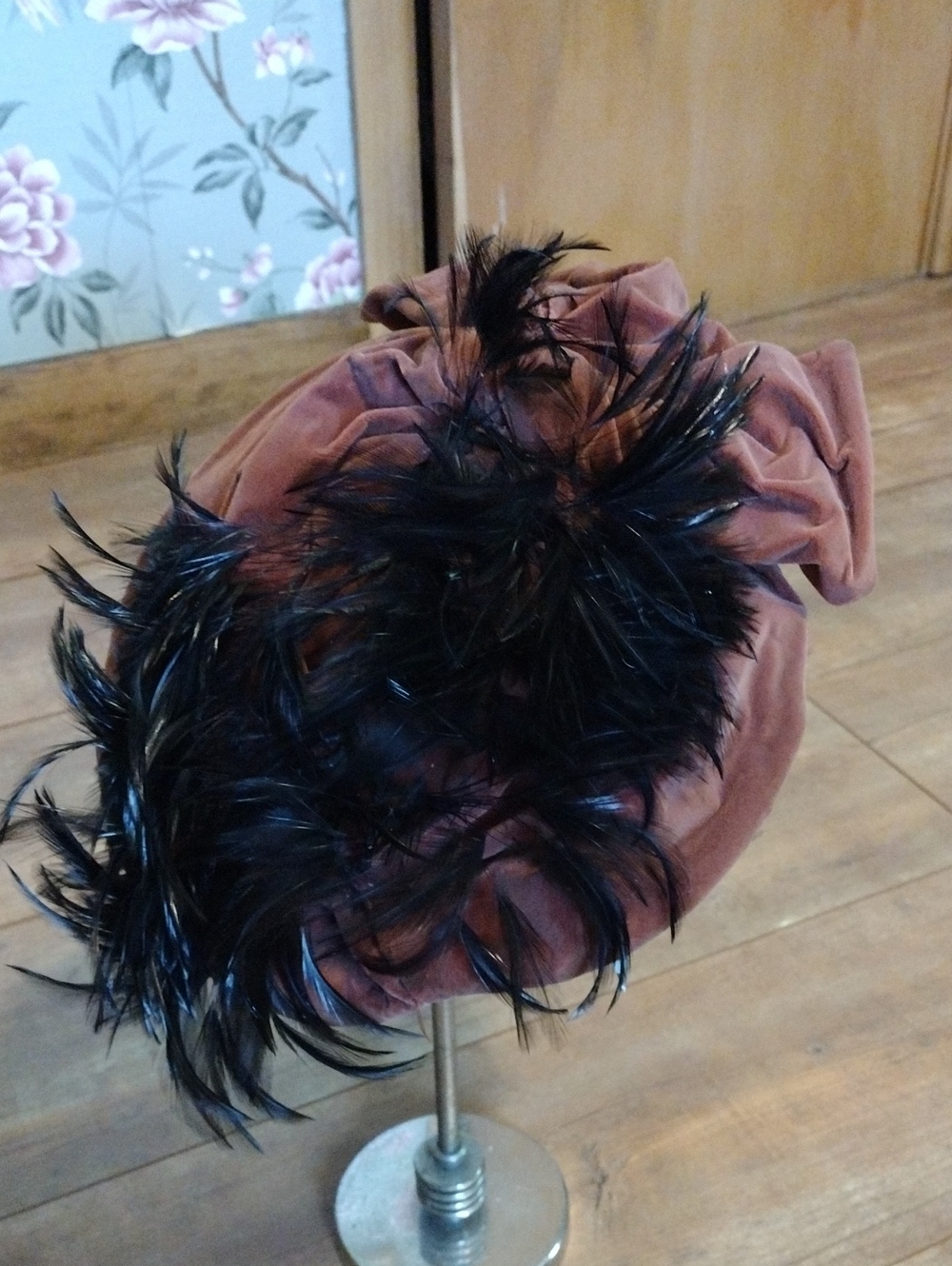 1940s Feather And Velvet Tilt Hat
